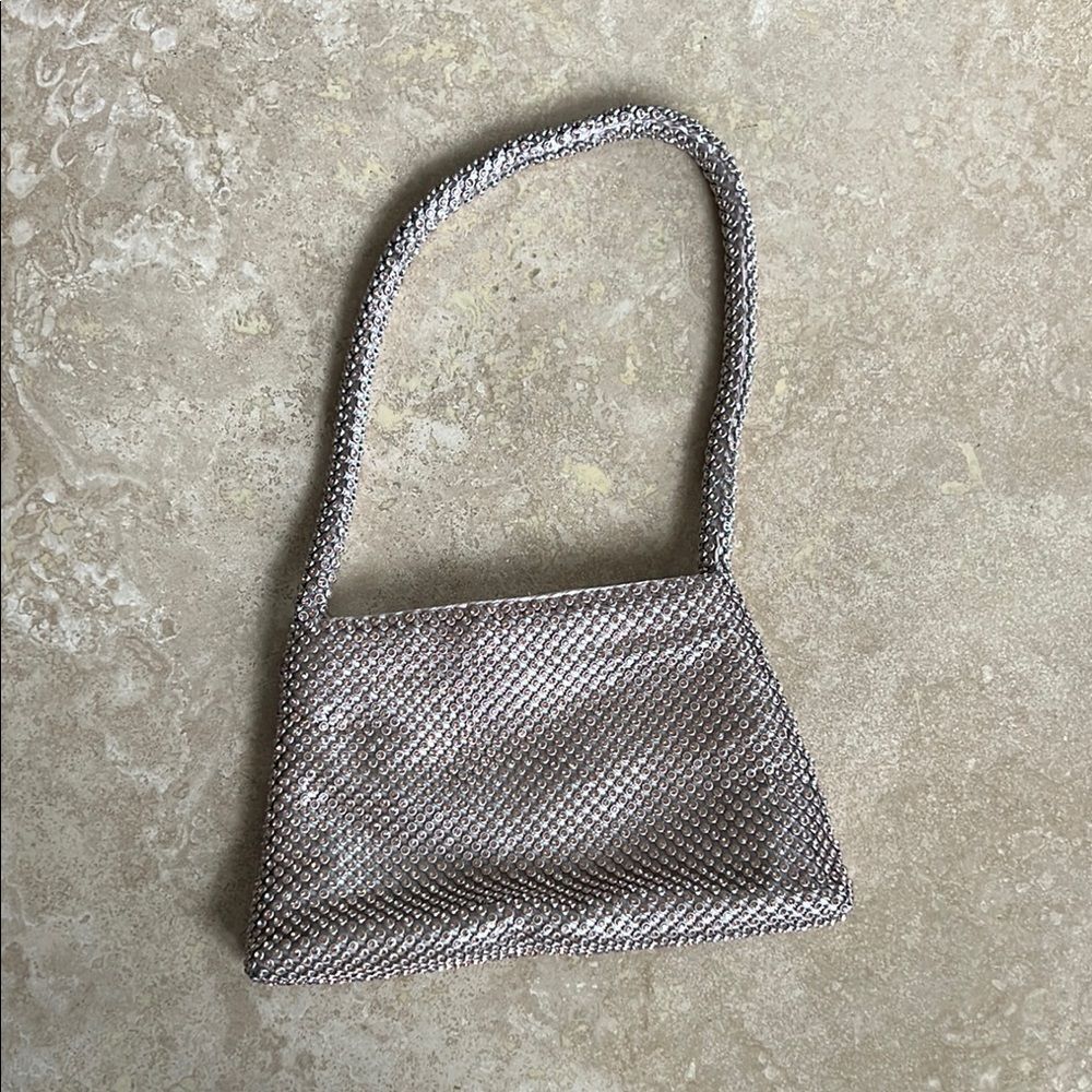 Elegant Rose Gold Silver Mesh Women's Bag